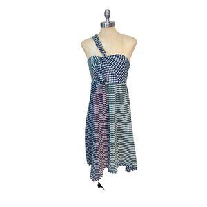 Anthropologie Maeve Waverly Multicolor Plaid One Shoulder Midi Dress US 2